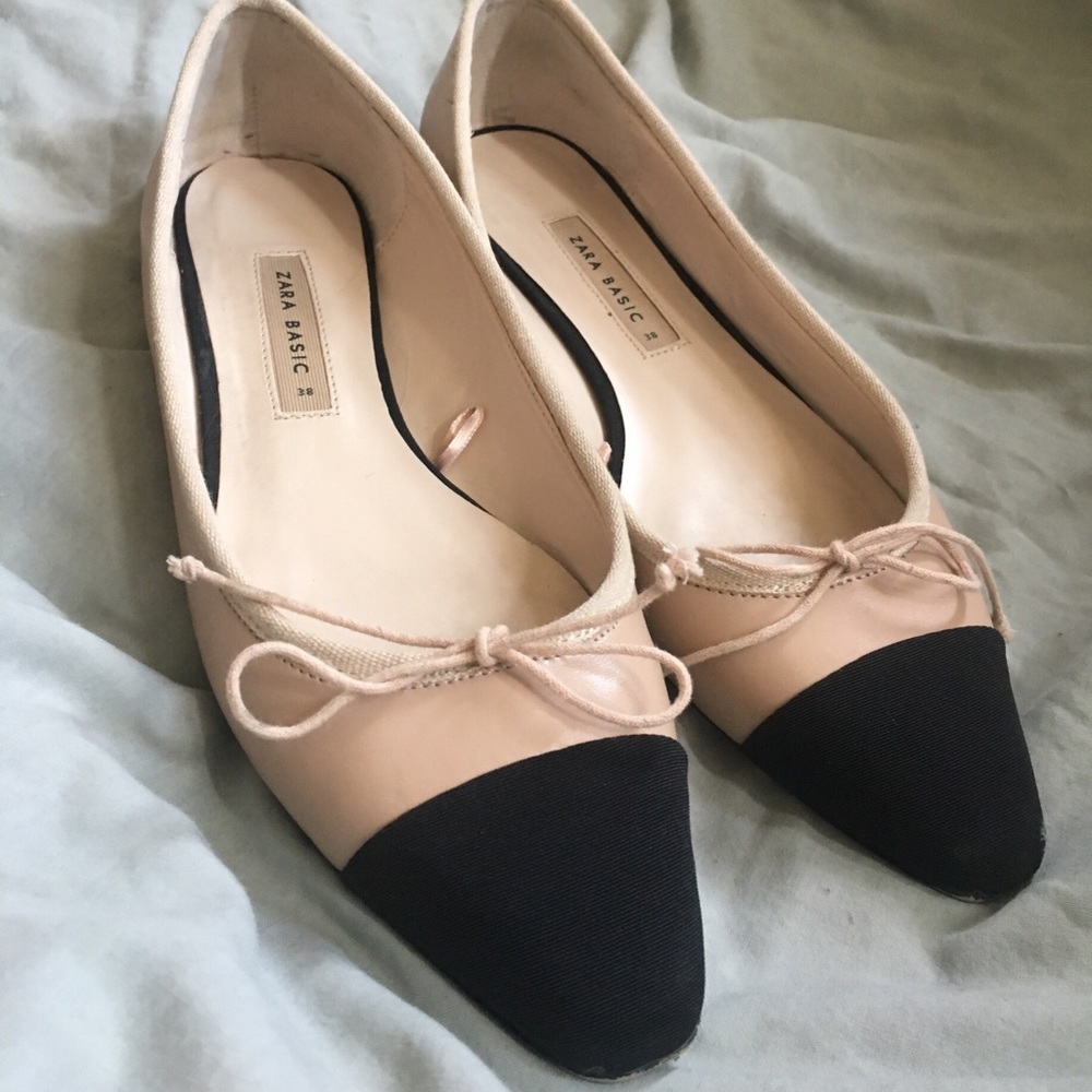 Zara basic leather pink and black with bow tie